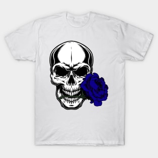 SKULL WITH BLUE ROSE 03 T-Shirt